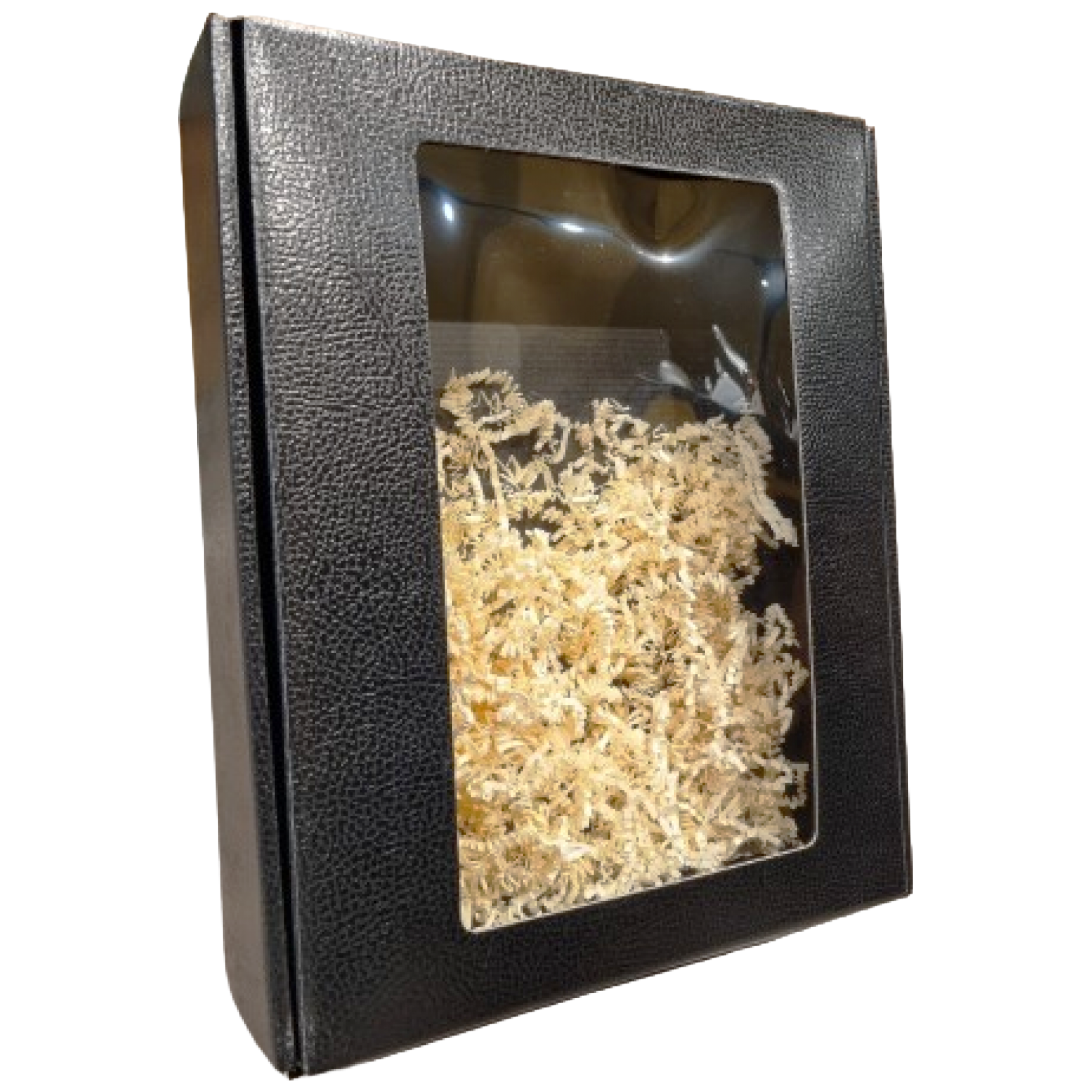 Cadeaudoos 3 flessen met venster Pelle Nero