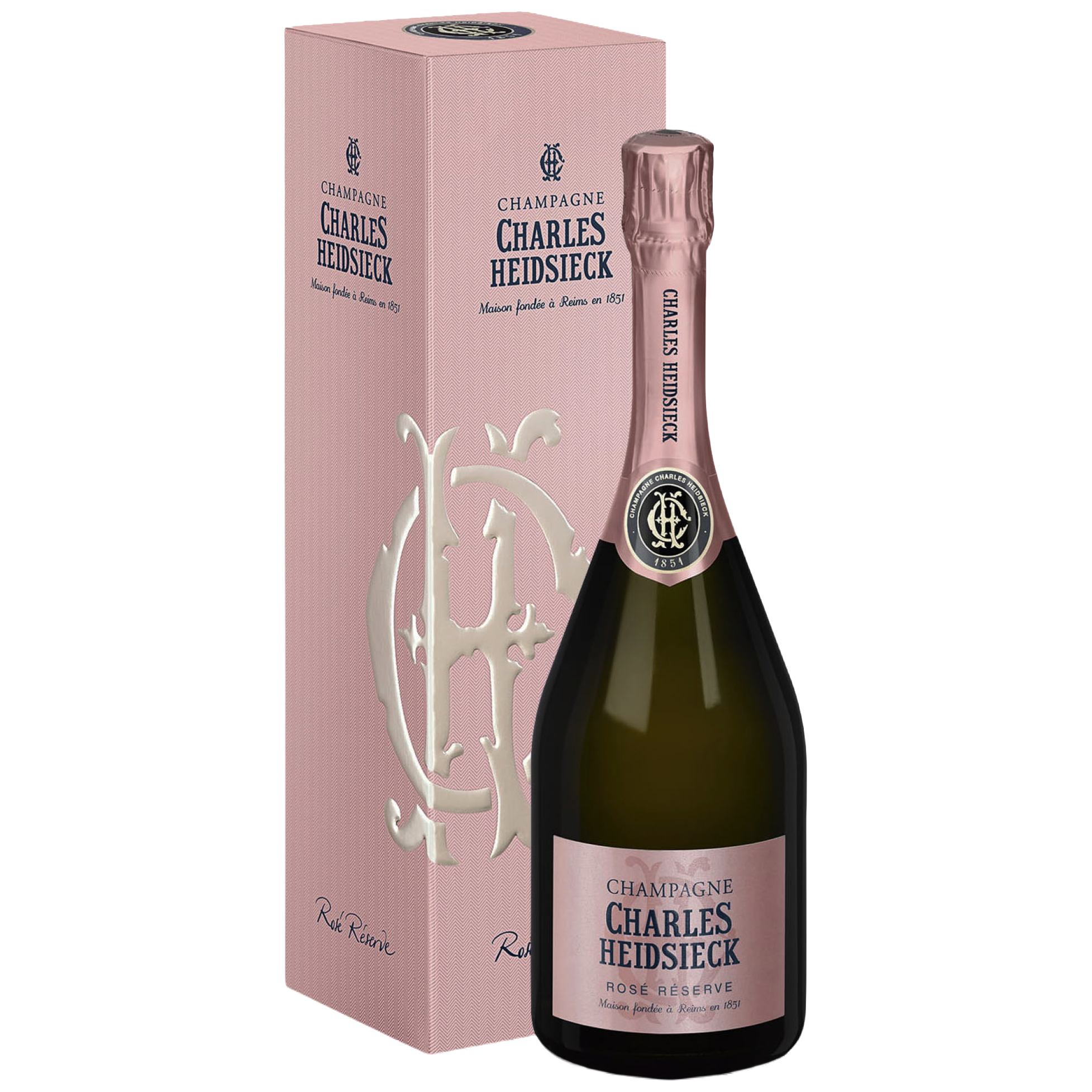 Charles Heidsieck Champagne Rosé Réserve Brut in geschenkdoos met 2 wijnglazen