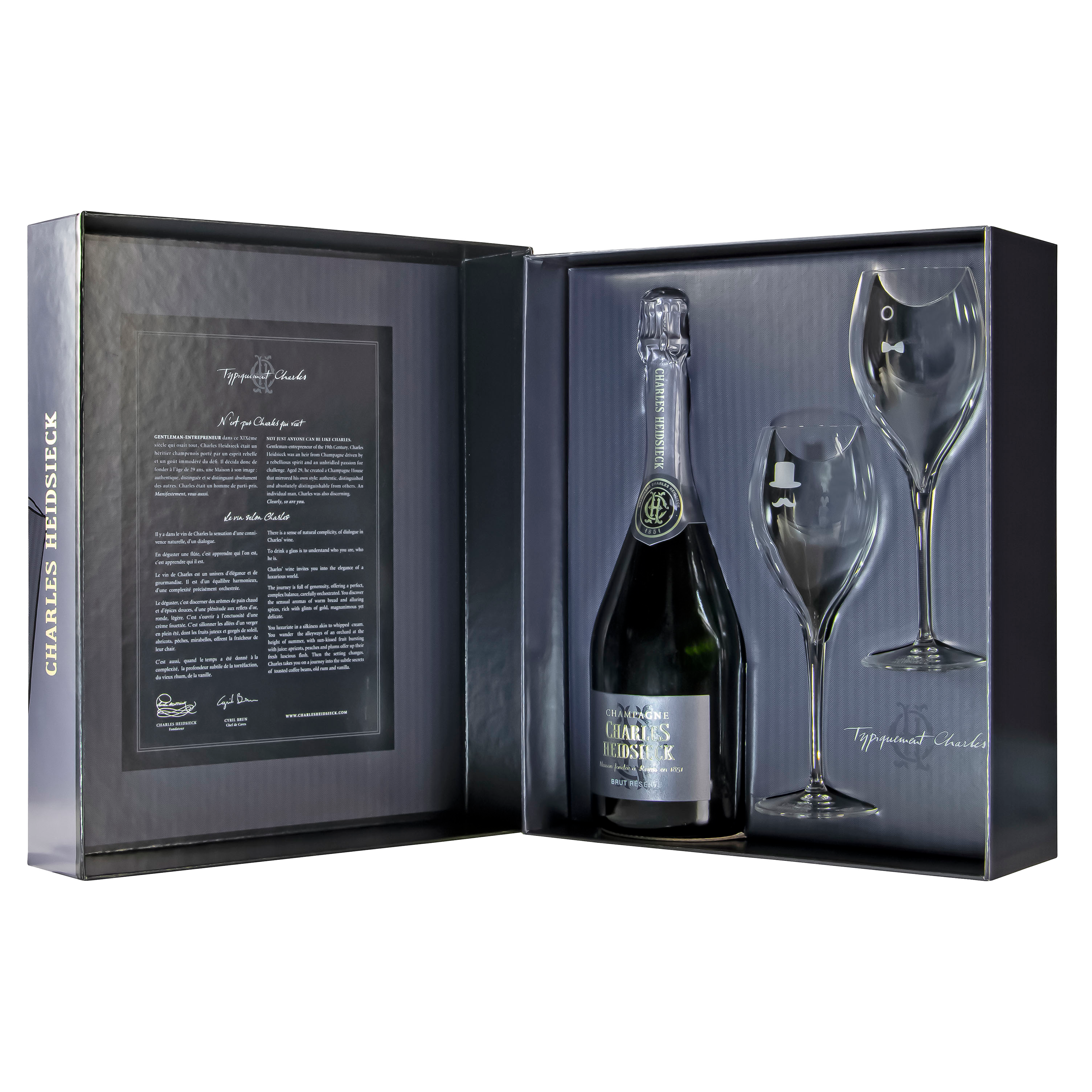 Charles Heidsieck Champagne Brut Réserve in geschenkdoos met 2 wijnglazen