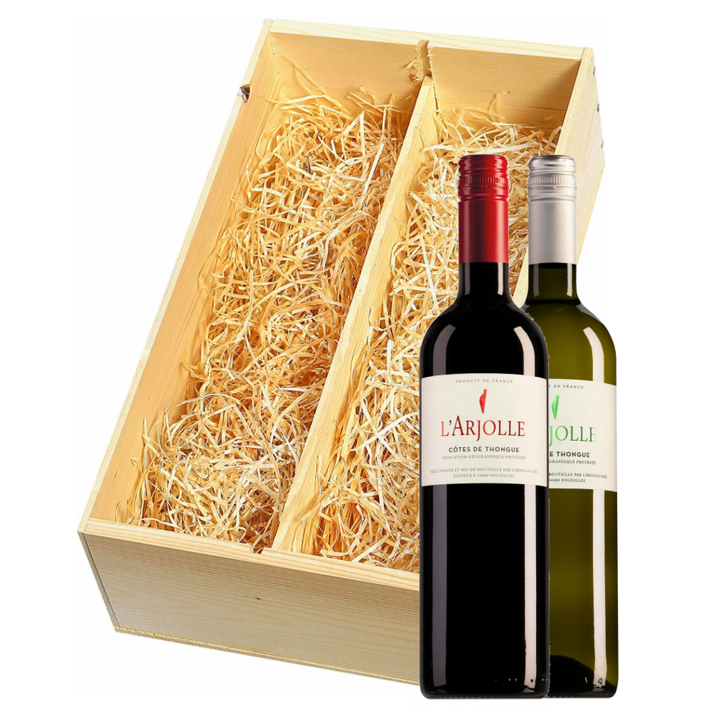 Wijnkist met Domaine de l'Arjolle rouge et blanc