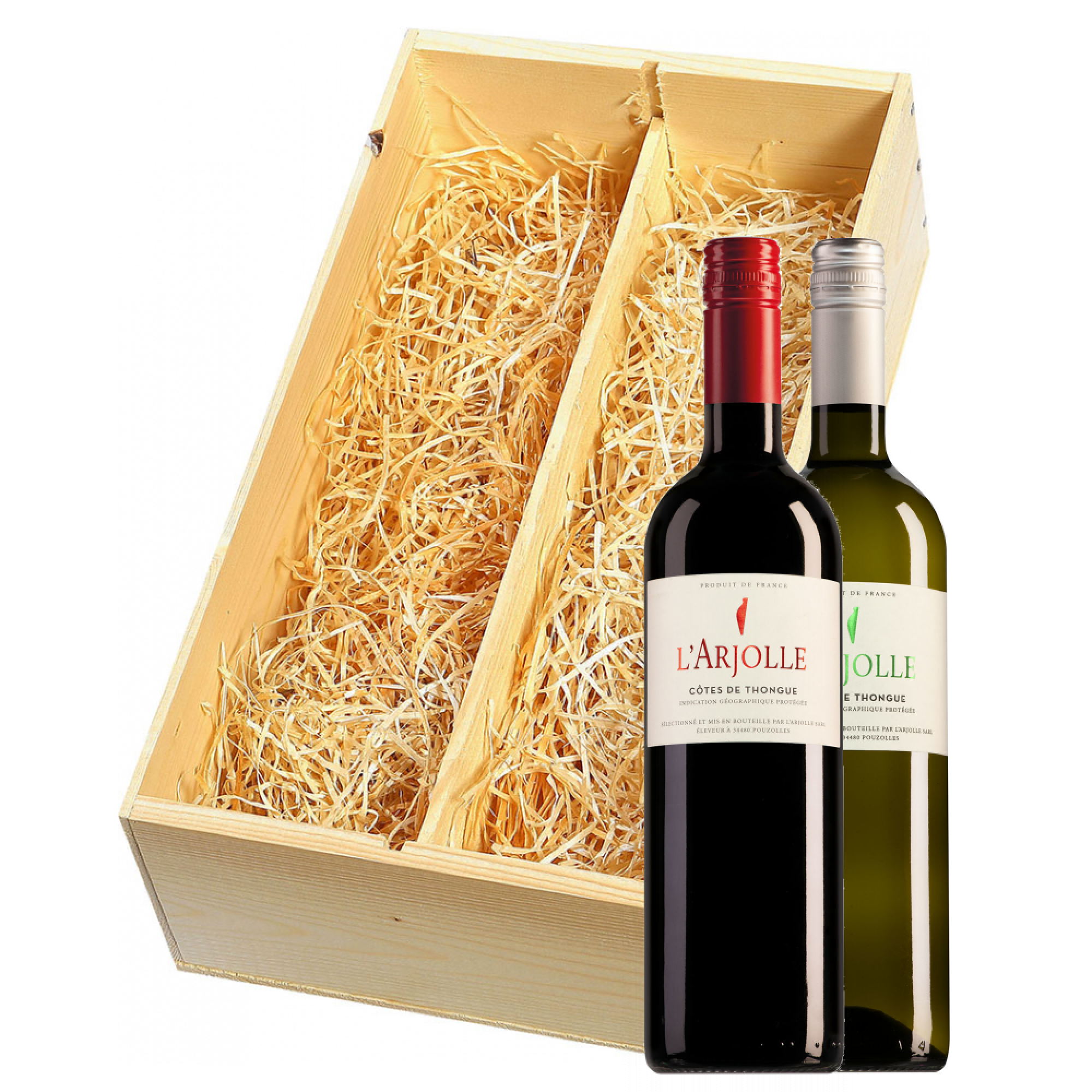 Wijnkist met Domaine de l'Arjolle rouge et blanc