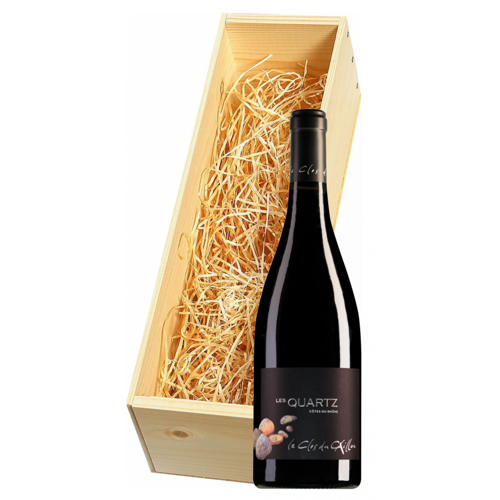 Wijnkist met Le Clos du Caillou Côtes du Rhône Les Quartz 