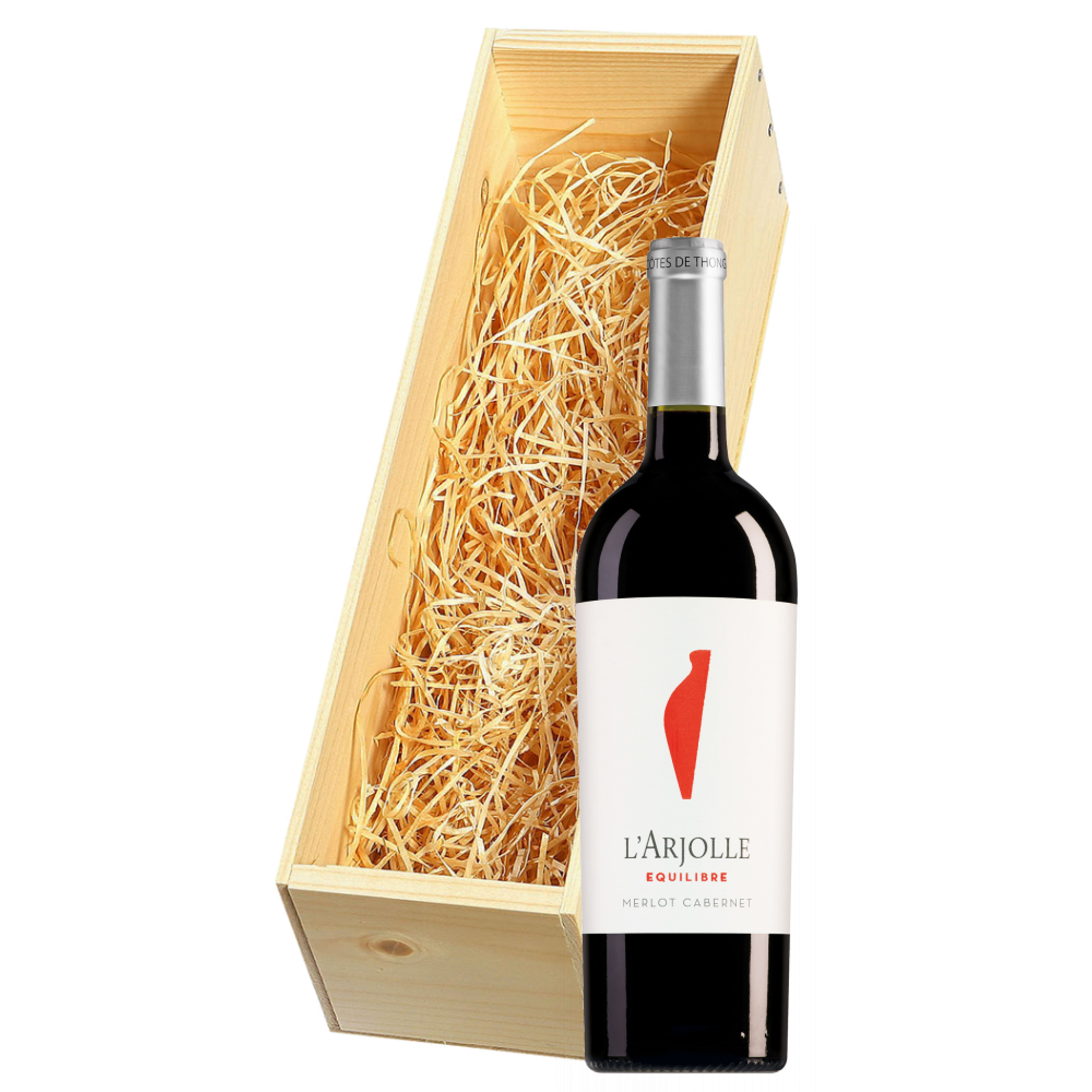 Wijnkist met Domaine de l'Arjolle Cotes de Thongue Equilibre Merlot-Cabernet Sauvignon