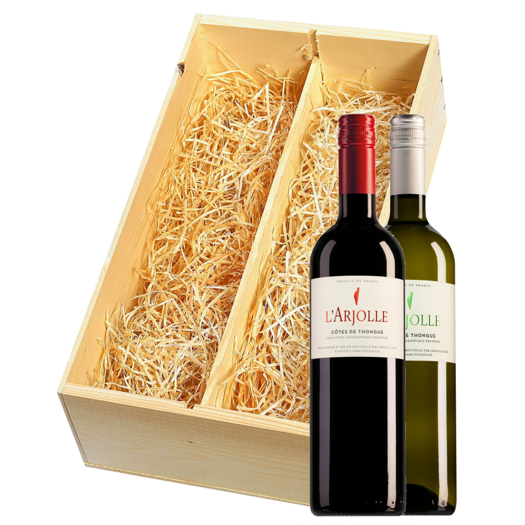 Wijnkist met Domaine de l'Arjolle rouge et blanc