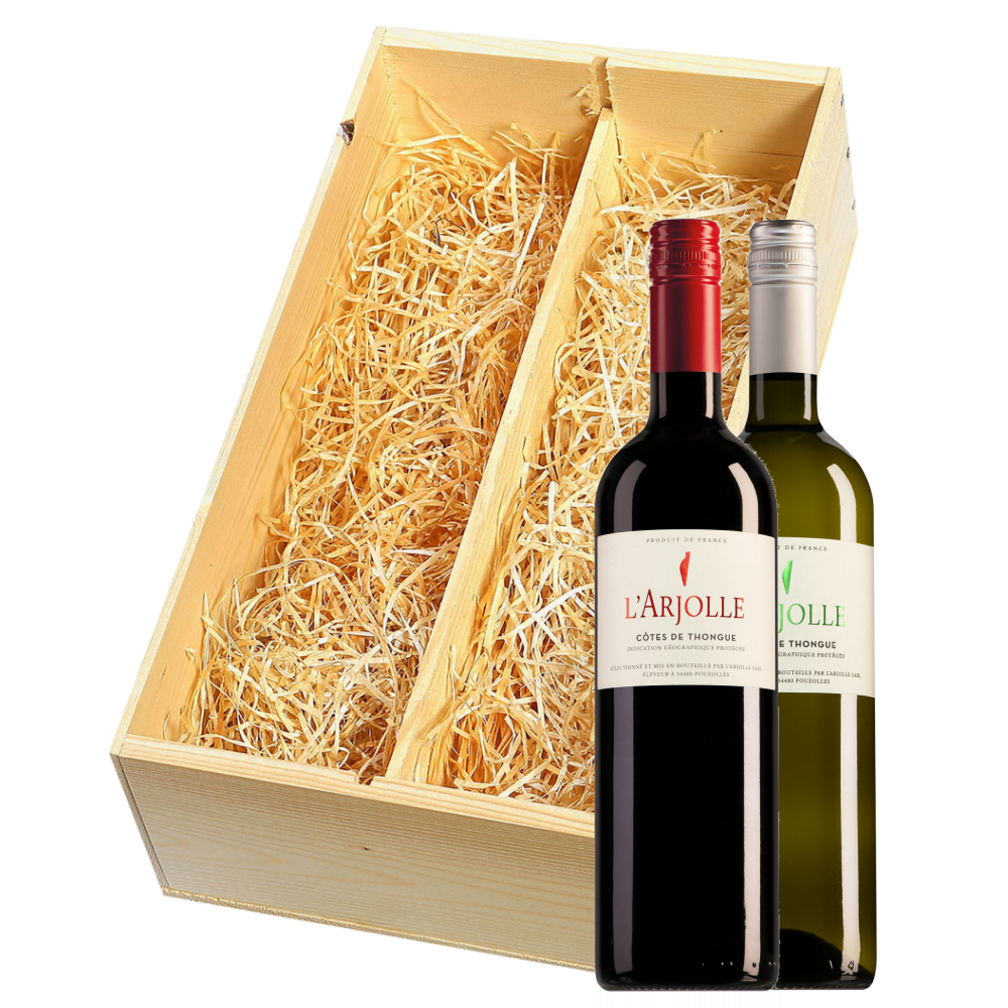 Wijnkist met Domaine de l'Arjolle rouge et blanc