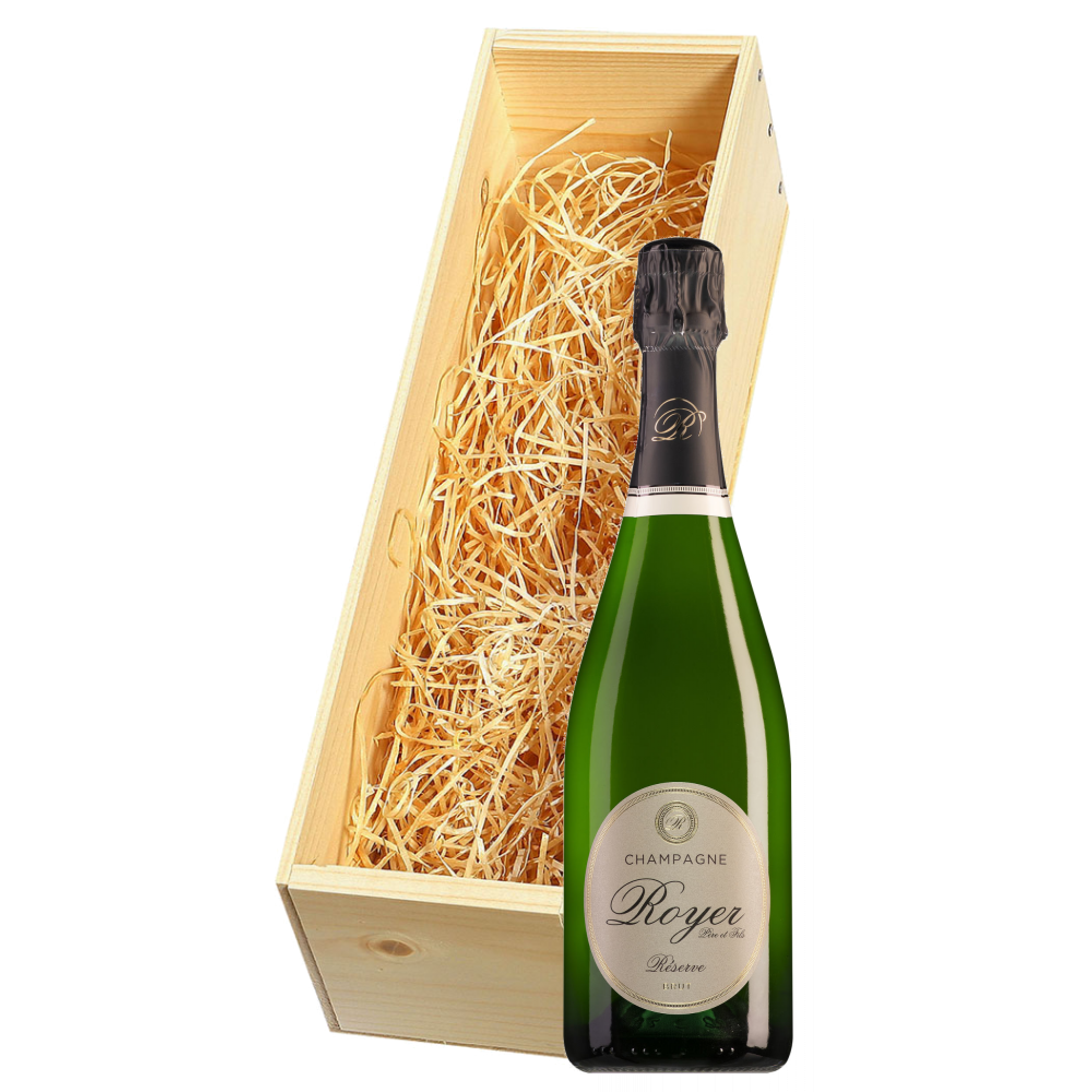 Wijnkist met Royer Champagne Réserve Brut