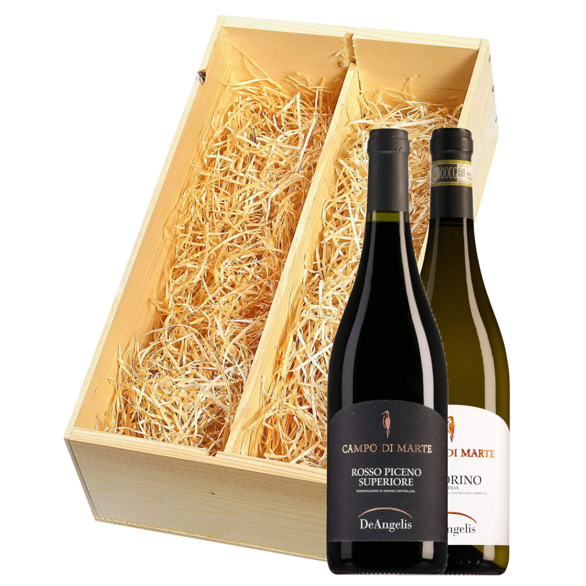Wijnkist met Tenuta de Angelis Rosso Piceno Superiore en Pecorino