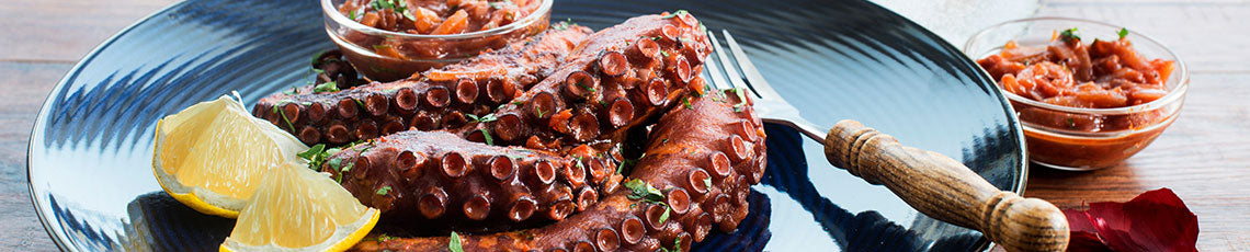 gegrilde octopus met citroen en knoflook